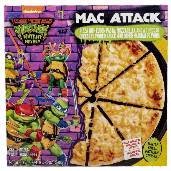 Teenage Mutant Ninja Turtles Mac Attack Pizza, Turtle Shell Pattern Crust, Cheddar Cheese Alfredo Sauce 19.35 oz (Frozen)