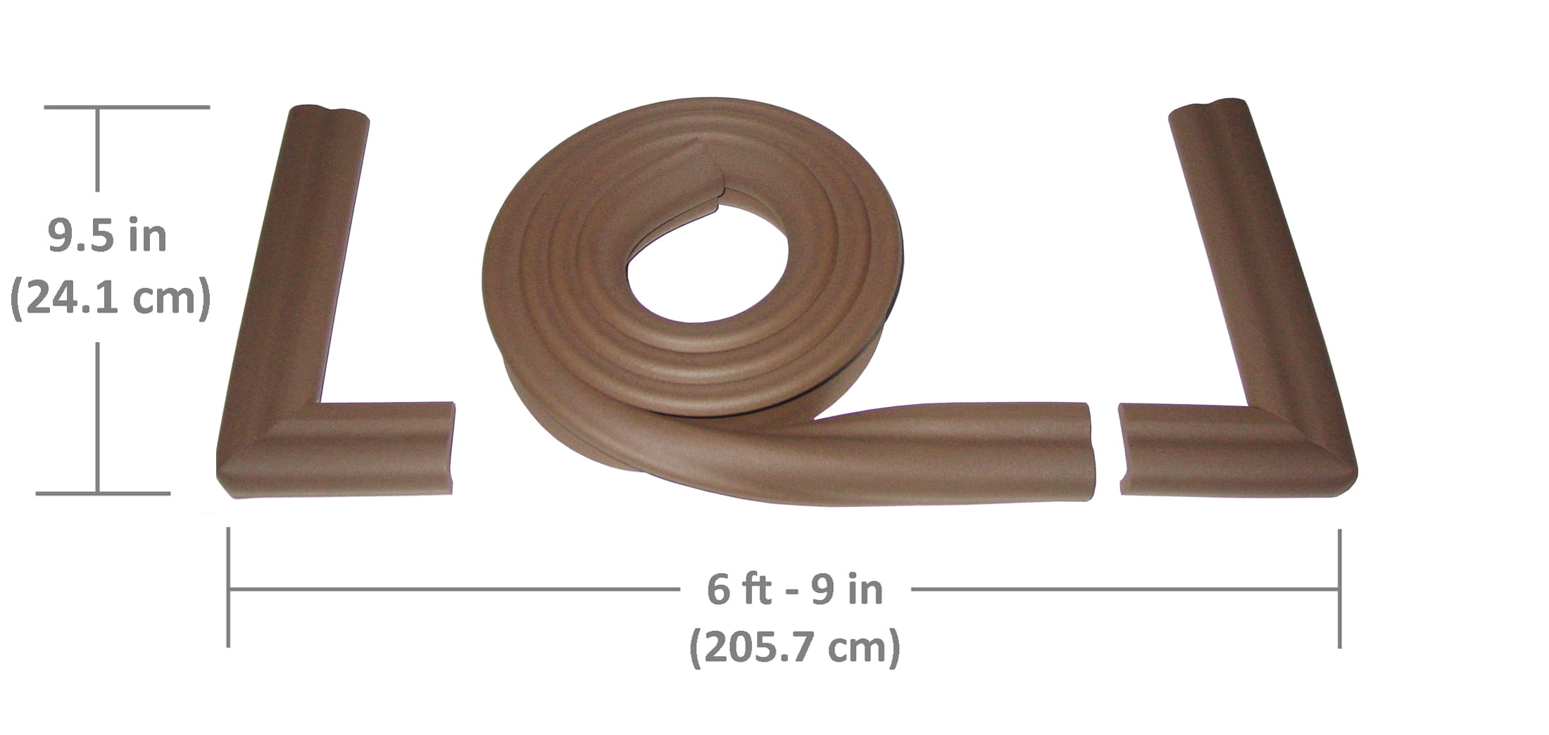 KidKusion Foam Rubber Hearth Guard for Fireplace Hearth, 1 CT, 8.33 ft, Brown, Toddler