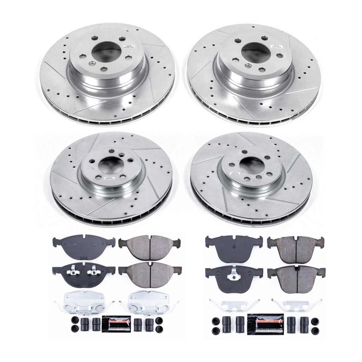 PowerStop Front and Rear Z23 Evolution Sport Carbon-Fiber Ceramic Brake Pad and Drilled & Slotted Rotor Kit Fits: BMW Select Models K8442