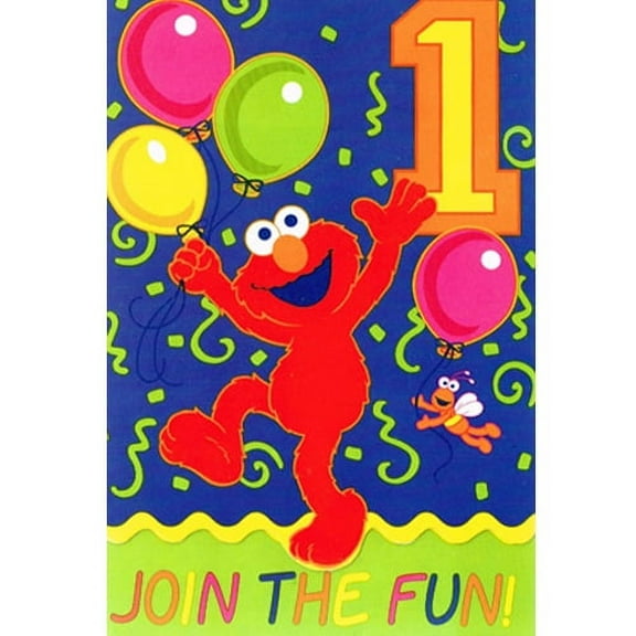 Sesame Street Vintage 1998 1st Birthday Invitations w/ Envelopes (8ct)