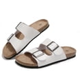 thumbnail image 4 of Pennysue Women's Cork Footbed Slide Sandals White Adjustable Buckle Slipper Shoes with Arch Support 7M, 4 of 8