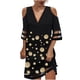 thumbnail image 1 of Moda mujer Casual Sexy cuello en V estampado verano 3/4 manga Mini vestido Fridja  yut3617, 1 of 8