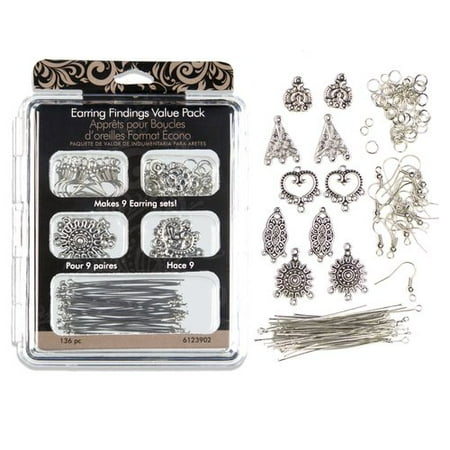 Earring Findings Value Pack, Silver, 140pc