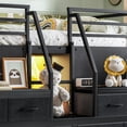 thumbnail image 6 of Harper & Bright Designs Twin Metal Loft Bed with Storage Drawers and Shelves, Low Loft Bed Frame with Storage Stairs and Lights, Black, 6 of 15