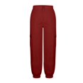 thumbnail image 4 of Fgnfyis Womens Cargo Pants High Waisted Casual Flat Front Pockets Elastic Everyday Comfort Cargo Trousers Women Pants Red XXL, 4 of 6