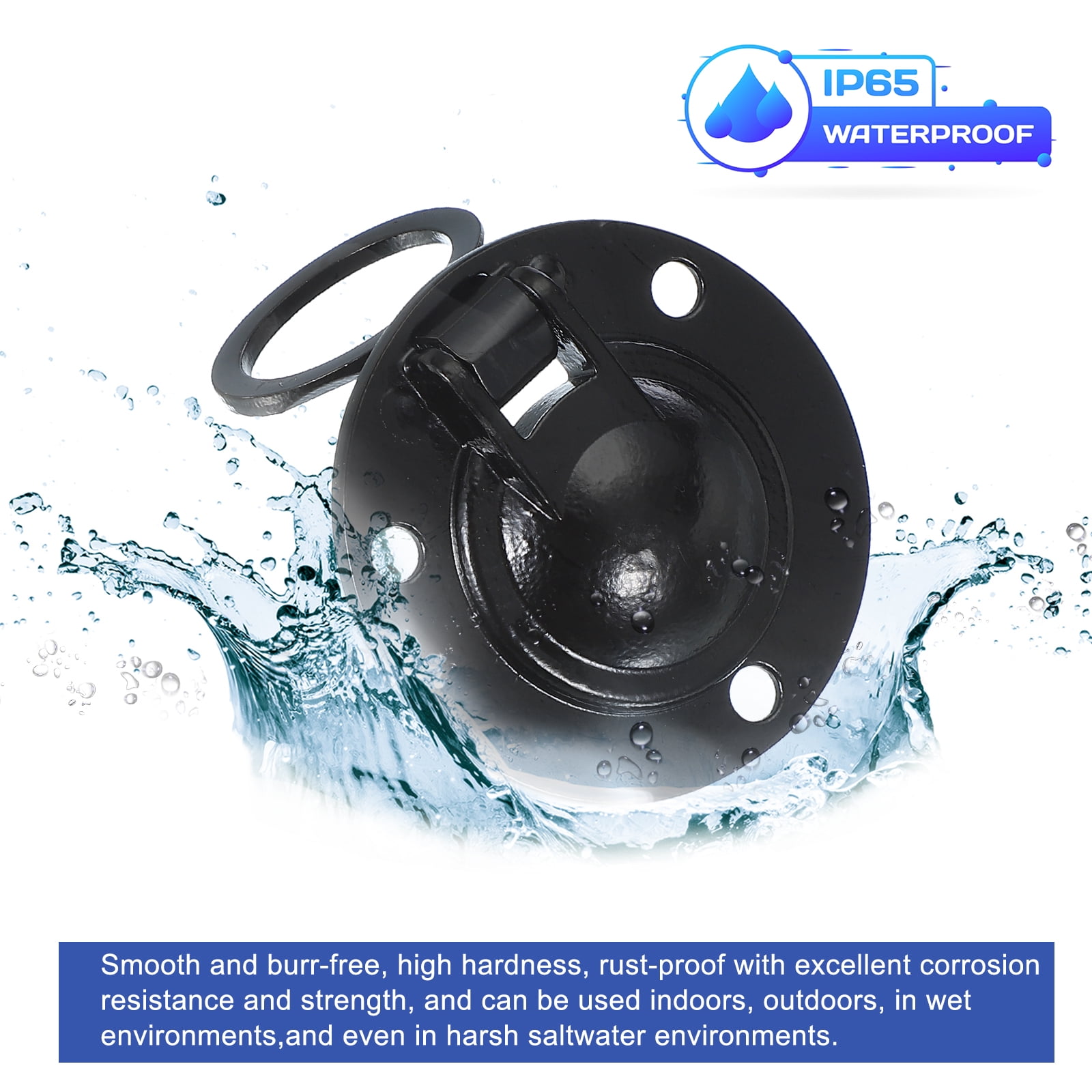 Unique Bargains Flush Pull Ring Handle, 316 Stainless Steel Round Recessed Door Pull Black
