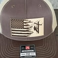 thumbnail image 2 of Lineman Flag Hat, Leather Patch Hat, Richardson 112 Trucker Cap, American Flag Hat, Utility Worker Gift, 2 of 5