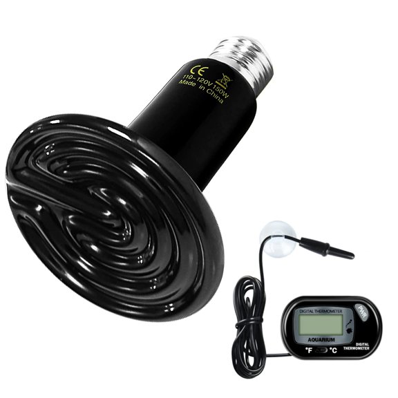 Lámpara térmica de cerámica Simple Deluxe de 150 W para reptiles con termómetro