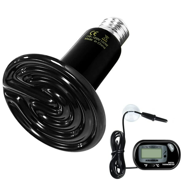 Lámpara térmica de cerámica Simple Deluxe de 150 W para reptiles con termómetro