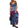 thumbnail image 1 of Brewee Women 2024 Summer Floral Print Boho Dress Spaghetti Straps Ruffle A Line Beach Long Maxi Dress, 1 of 4
