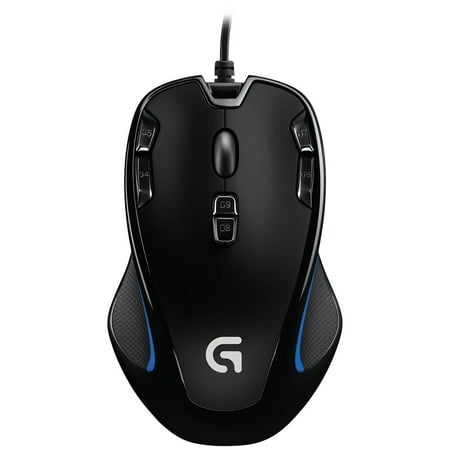 New Logitech Grip Wired Mouse Computer Mac Optical Gaming G300 Black Blue - Preowned