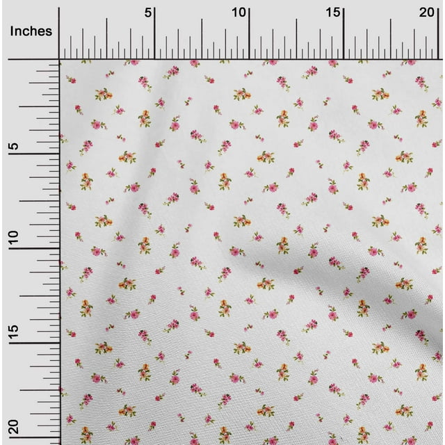 oneOone Polyester Lycra Fabric Leaves & Flower Floral Print Fabric by Yard 56 Inch Wide
