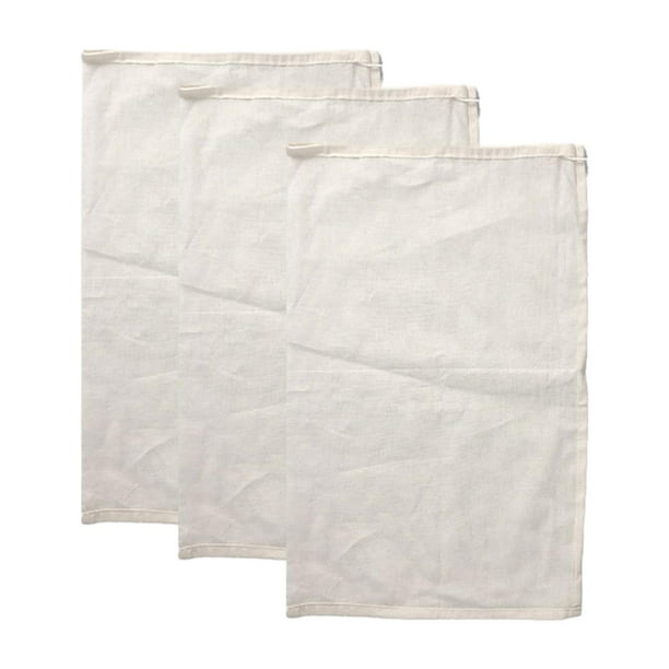 3 bolsas de muselina con cordón, bolsas de gasa reutilizables para colar leche de nueces 60cmx45cm