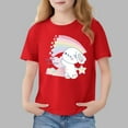 thumbnail image 2 of Piuwrlz Red Short Shirts Sleeve Toddler Girls Graphic T-Shirts Crew Neck Pullover Red Size 3-4 Years, 2 of 7