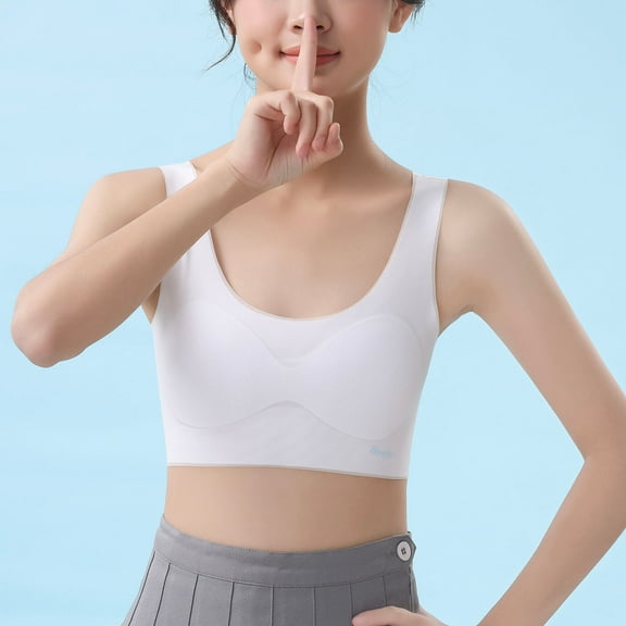 Training Bras for Girls 9-15 Years Lightweight Pullover Seamless-Bralettes Teens Juniors Casual Solid Padded Breathable Underwear Bra Summer