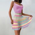 thumbnail image 4 of Mujeres Casual Verano Cuello Redondo Sin Mangas Tops Y Falda Conjunto De Dos Piezas Traje Wmkox8yi bvn3538, 4 of 9