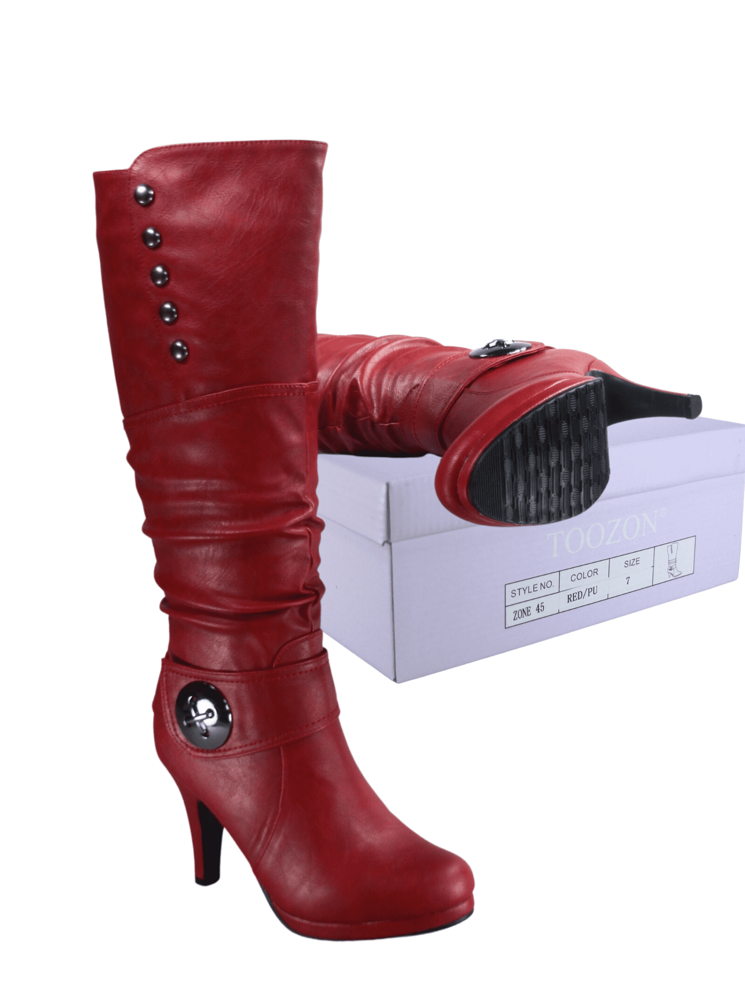 Women's Heeled Knee High Platform Side Zip Buckle Casual Dress