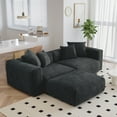 thumbnail image 2 of The Magic Home 2-Seater Convertible Modular L-Shaped Corduroy Sectional Sofa, Black, 2 of 10