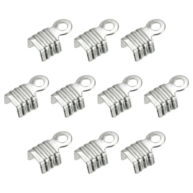 Lot de 400 Embouts de Cordon Pliables, Embouts de Terminators 3x6mm pour Ruban en Cuir, Ton Rhodié