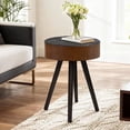 thumbnail image 5 of Round Carved Side Table Wood End Table Living Room Small Coffee Tables (Brown Edge Small), 5 of 6