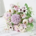 thumbnail image 1 of Ramo artificial de tallo corto con flores mixtas, hermoso ramo de hortensias de seda artificial para decoración de bodas, ramo de novia, decoración del hogar., 1 of 3