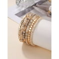 thumbnail image 5 of EOEMY 6Pcs/Set Champagne Gold-Tone Beaded Bracelet Fashion Jewelry Accessories For-Default, 5 of 6