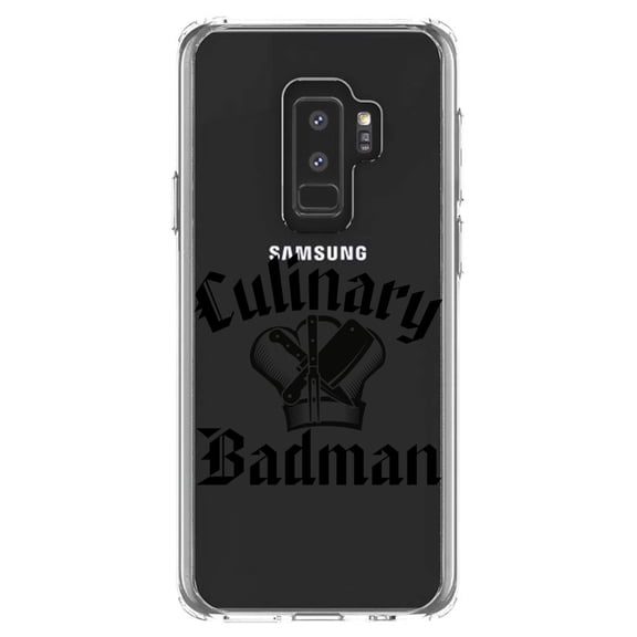 DistinctInk Clear Shockproof Hybrid Case for Samsung Galaxy S9  PLUS (6.2" Screen) - TPU Bumper Acrylic Back Tempered Glass Screen Protector - Culinary Badman
