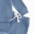 thumbnail image 5 of HFHAPW Baby Boy Clothes Fall Winter Outfits Waffle Solid Color Long Sleeve Waffled Sweatshirt Pants 2Pcs Fall Clothing Set 0 6 12 18 Months 2T 3T 4T 5T 6T 7T 8T 9T(Blue,6-12 M), 5 of 5