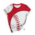 thumbnail image 4 of LYXSSBYX Womens T Shirts Graphic Tees Trendy Women's Baseball Printed Casual Round Neck Printed Short Sleeved T-Shirt Top, 4 of 4