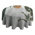 thumbnail image 4 of Green Boho Geometric and Plant Pattern (4) Round Tablecloth 60"x60",Wrinkle Wipeable Table Cloth for Kitchen Dining Room Picnic Patio Party, 4 of 6