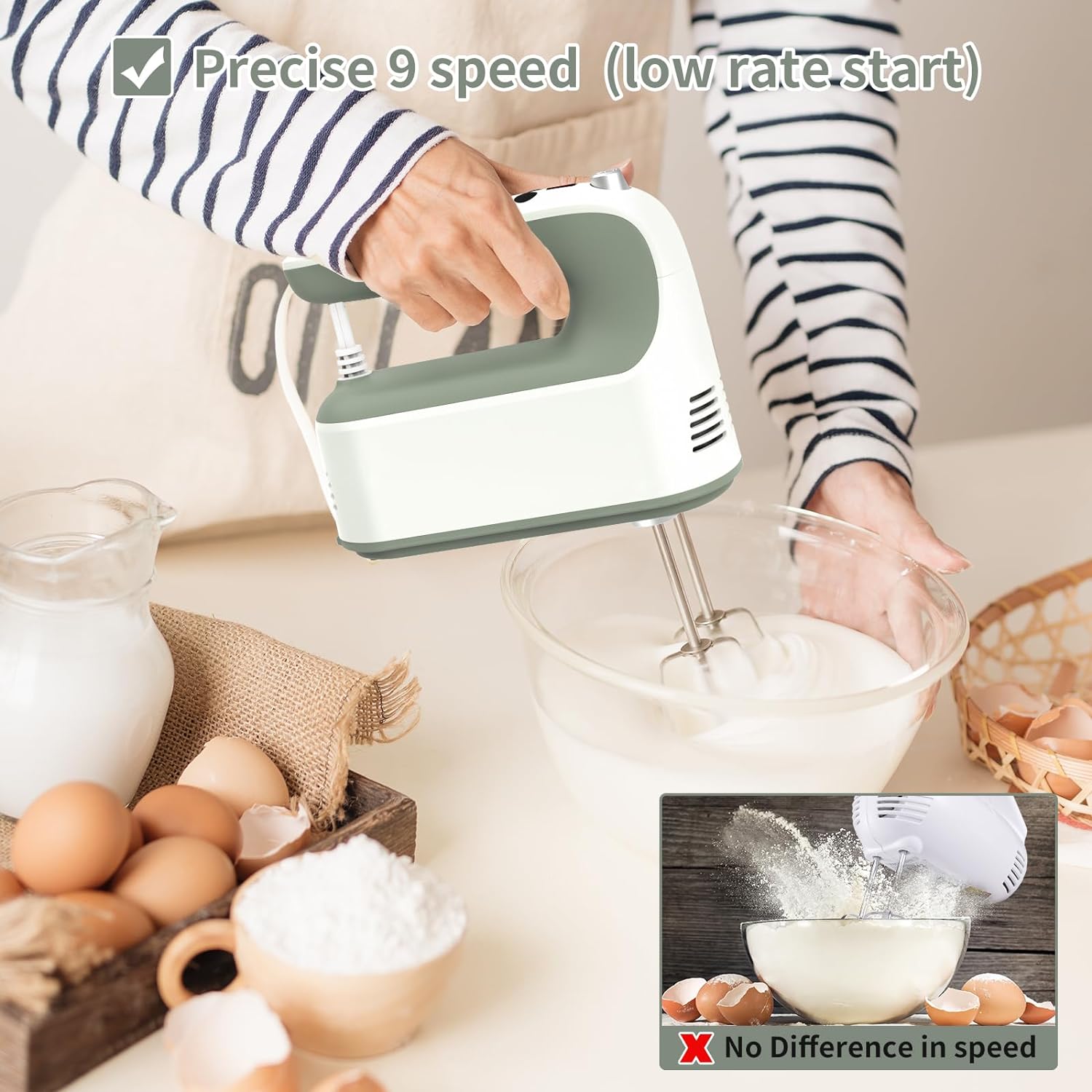 9-Speed Digital Hand Mixer Electric, 400W Powerful  Motor with Storage Case and 5 Accessories