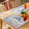 thumbnail image 4 of Ocean Turtle Placemats Set of 6 Coral Vintage Blue Shell Coastal Conch Place Mats Indoor Wipeable Table Mats Washable Cloth Dining Table Placemats for Kitchen Holiday Party Home Decor 13x19 Inch, 4 of 9