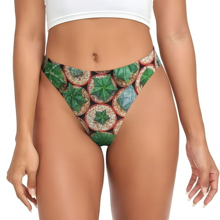Adobk Cactus 4 Print Seamless Women Underwear Thongs No Show Ladies Thong No Line Breathable Comfortable Panties Undies for Women-X-Small