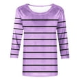 thumbnail image 4 of Summer Savings Clearance! Ecqkame Summer Tops for Women Fashion Printed 3/4 Sleeve Round Neck Breathable Comfy Loose Casual Tops Womens Blouse Purple M, 4 of 4
