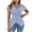 Sky Blue, variant on Striped Short Sleeve Shirts for Women Summer Surplice Neck Nipped Waist Blouses Business Casual Tops