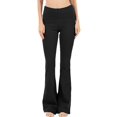 thumbnail image 3 of ClothingAve. Women's Foldover Contrast Waist Bootleg Flare Yoga Pants, Value-Pack Available Female Pants, 3 of 5