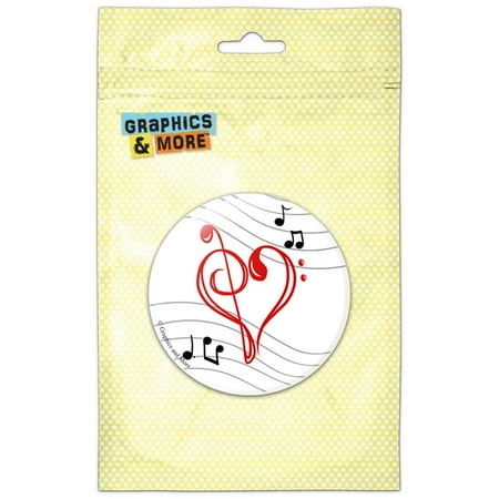

Treble Bass Clef Heart Music Red Refrigerator Button Magnet