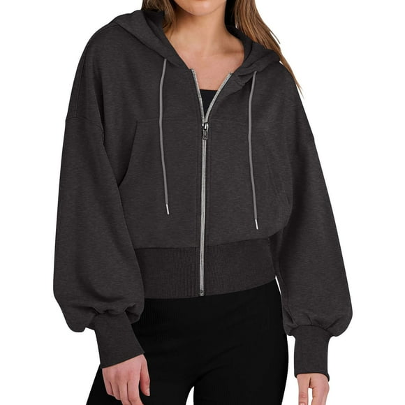 SNOWSONG Hoodies for Women Clearance! Women's Zip Hoodie Casual Sweatshirt with Pockets Full Zip Straw Jacket 2024 Fall Clothing, Graphic Hoodies, Oversized Hoodie, Funny Hoodies Black L