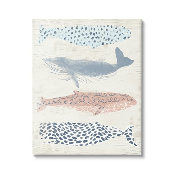 Stupell Industries Maritime Patterned Whales Animals & Insects Painting Gallery Wrapped Canvas Art Print Wall Art, 16 x 20