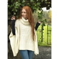 thumbnail image 2 of Aran Woollen Mills Patchwork Knitted Cape 100% Premium Soft Merino Wool Cowl Neck Women`s Poncho Made in Ireland | One Size, 2 of 7