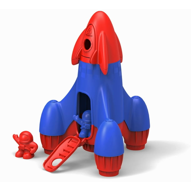 Green Toys Rocket with 2 Astronauts Toy Vehicle Playset, Red/Blue