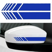 Blukids 2 Pcs Car Hood Stripe Sticker, Vinyl Auto Body Side Rearview Mirror Decal, Sports Racing Stripe Graphic Decal Stickers, Universal Vehicle Exterior DIY Decoration Accessories(Blue)