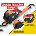 thumbnail image 5 of 4 Pack Orange Auto Retract NO-RATCHETING Ratchet Straps | 1" x 12' Retractable Ratchet Straps with Zinc Coated S Hook Tiedowns for Motorcycles, ATVs, Bikes, Trailer Tie-Down, 5 of 10