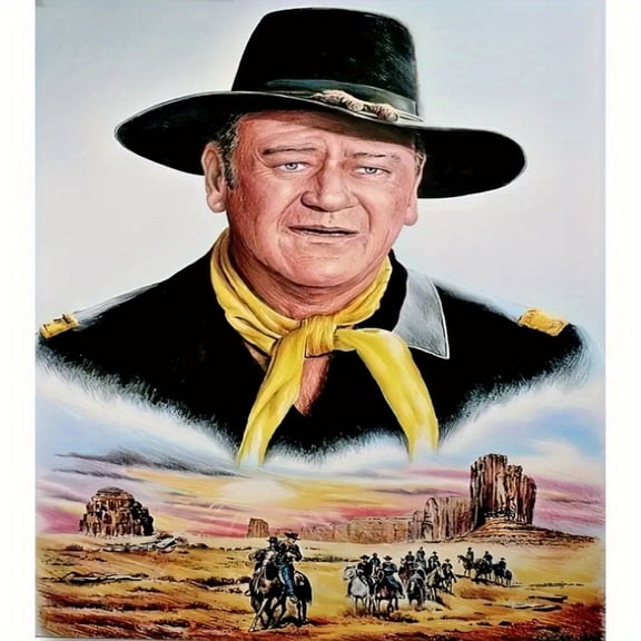 Adult DIY 5D Diamond Painting Kit, John Wayne Series Art Round Diamond, Full Diamond Diamond Embroidery Kit, Mosaic Cross Stitch Craft Home Wall Decoration