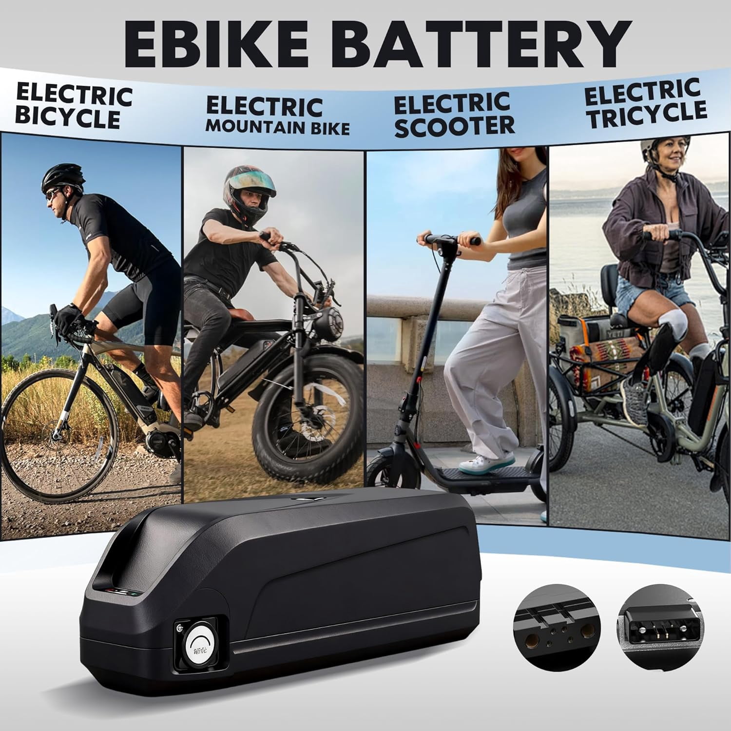 48V 17.5Ah Lithium Ebike Battery, w/ 30A BMS, for Electric Bicycles & E-Motorcycles(100W-1500W) , Includes  5Pins Base, XT60 Connector