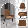 thumbnail image 4 of Comfortable Brown Faux Leather Dining Chairs (2-Pack) with Ergonomic Design, Black Metal Legs, 280lb Capacity, Perfect for Dining Room & Balcony Use, 4 of 12
