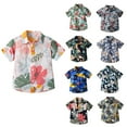 thumbnail image 4 of FUNDUFI Toddler Boys T-Shirts Short Sleeve Casual Hawaiian Floral Printed Lapel Polo Shirts Soft Comfortable Buttons Up Summer Shirt Tops 3-4 Years, 4 of 4