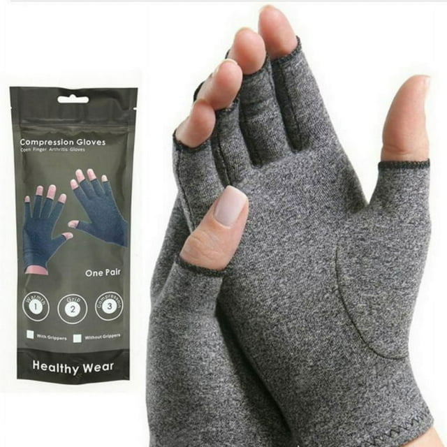 Arthritis Compression Gloves Pressure Gloves for Relieving Arthritis Rheumatoid Pains Carpal Tunnel Aches with Breathable Fabric and Open Finger Design Men Women Gray,S