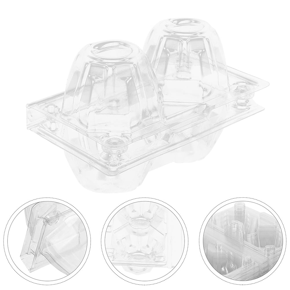 BERTDOMD 100-Pack Clear 2-Slot Storage Cartons, Reusable Chicken Containers and Trays for Kitchen Organization and Food Storage