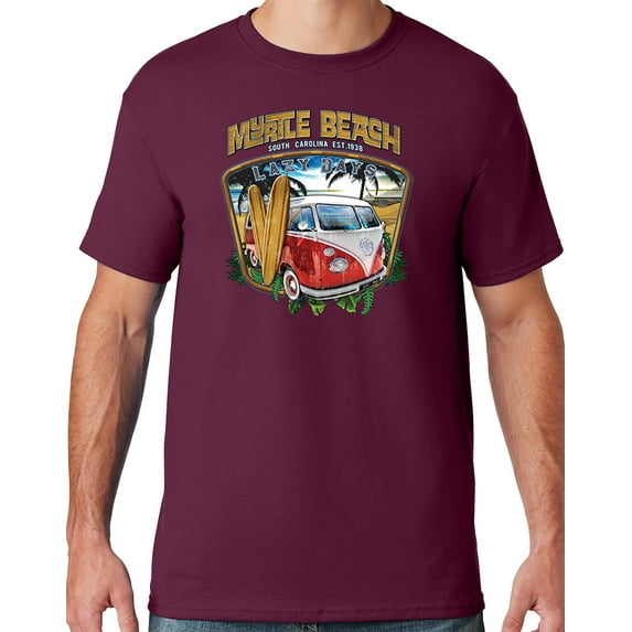 Mens LAZY DAYS MYRTLE BEACH South Carolina T-shirt, 4XL Maroon
